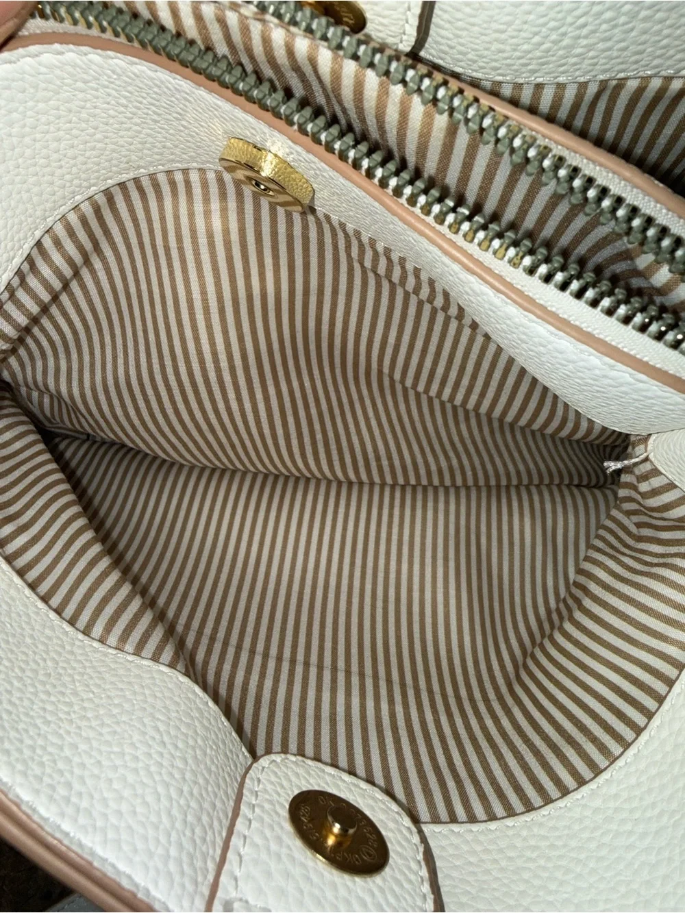 Nanette Lepore Cream and White Canvas Crossbody Bag